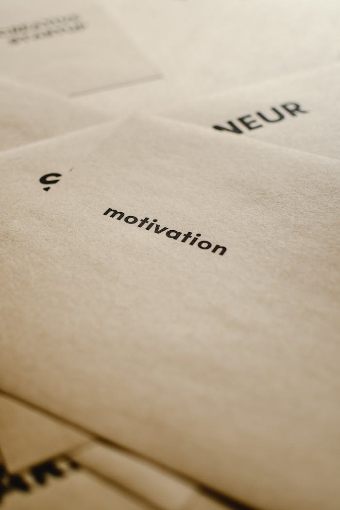 Inspiring motivational text displayed on simple brown paper emphasizing clarity and focus.